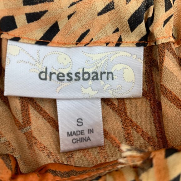 Dressbarn Unique Beautiful Sleeveless Top Abstract Art Small Orange tan Black - Picture 3 of 11